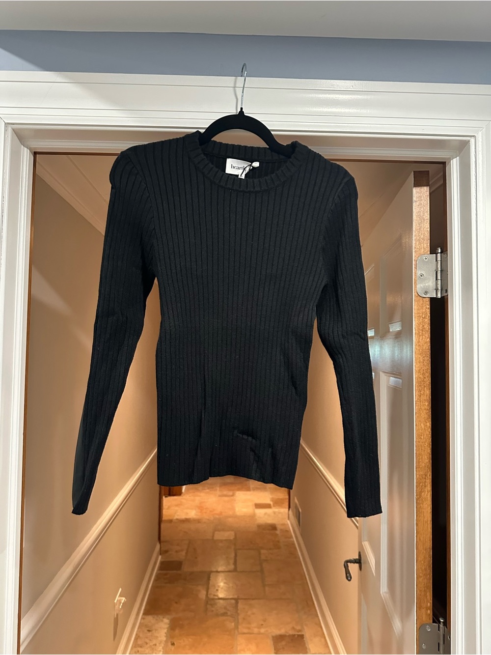 Heartloom Black Ribbed Crewneck Sweater